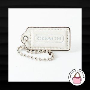 2" Medium COACH WHITE LEATHER KEY FOB BAG CHARM KEYCHAIN HANGTAG TAG